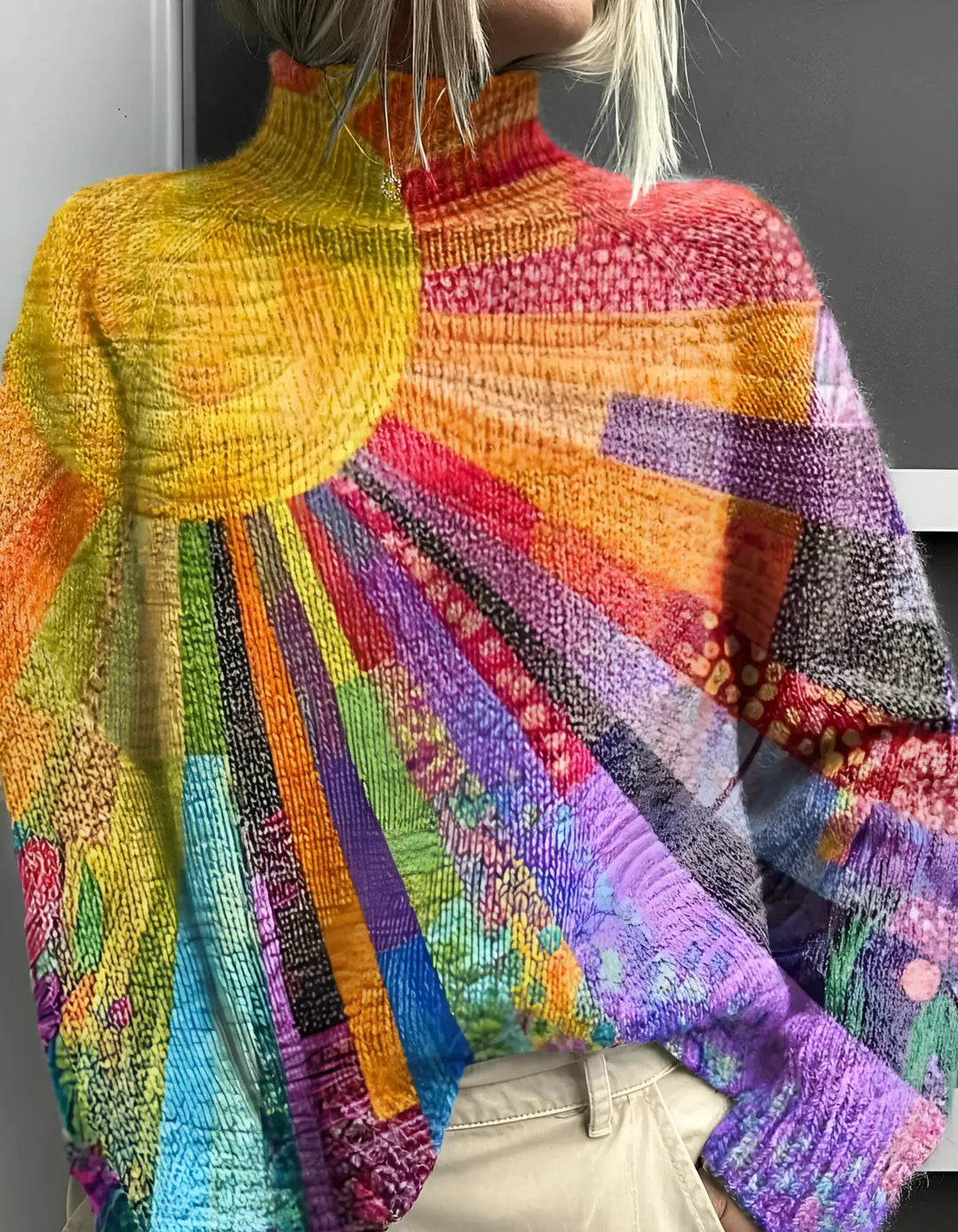 Adinda Vivid and Colorful Turtleneck Sweater