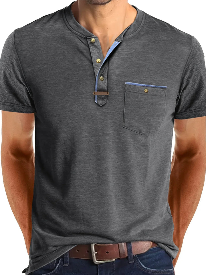 Saxon Elegant Round Neck T Shirt With Pocket