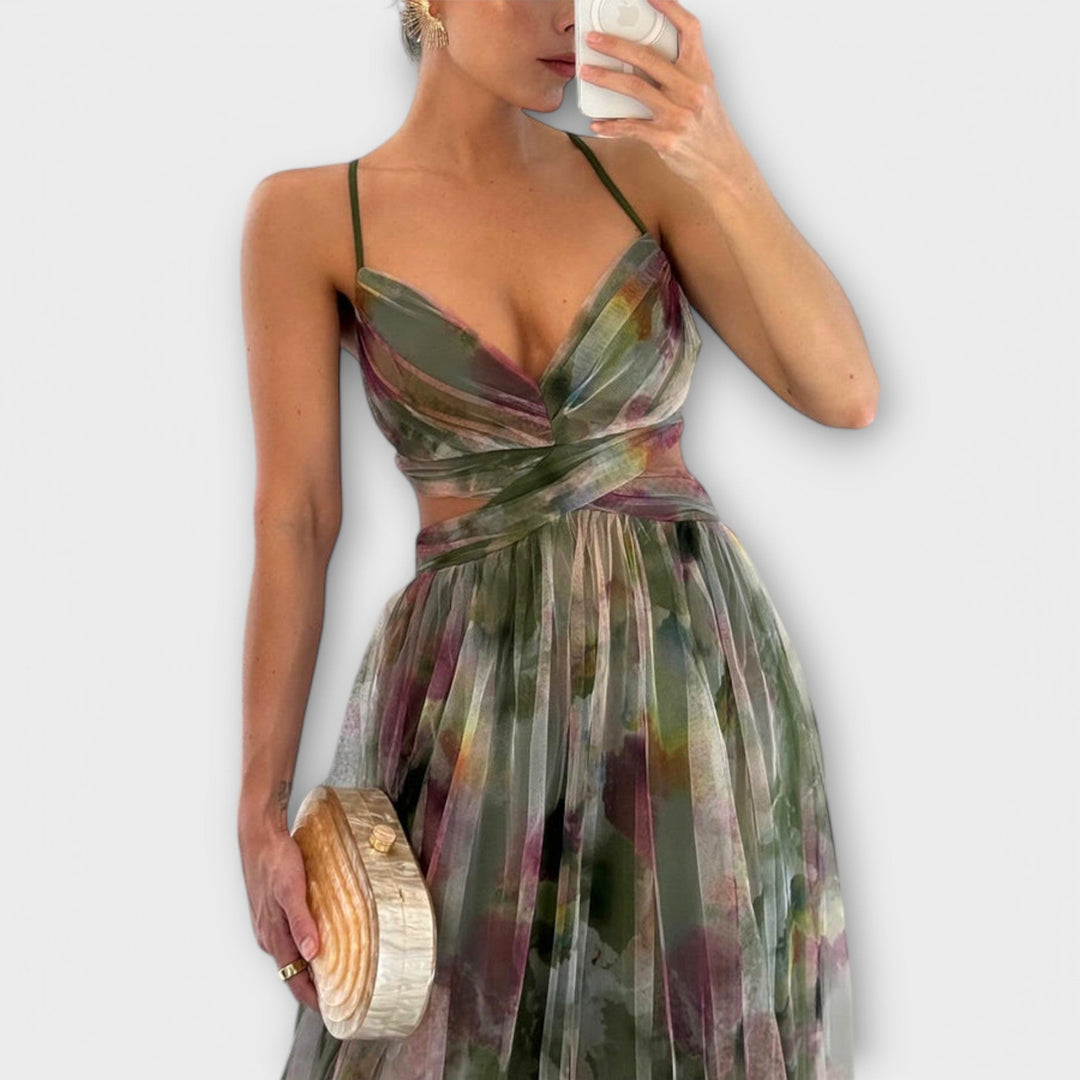 Annai Mesh Maxi Dress - Elegant and Figure-Enhancing