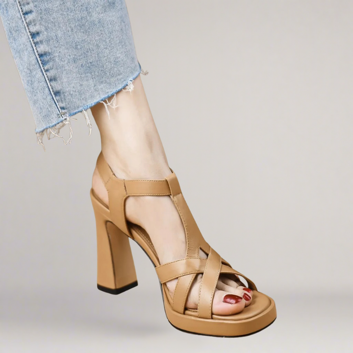 Amalfi Handcrafted faux leather sandals with high heels