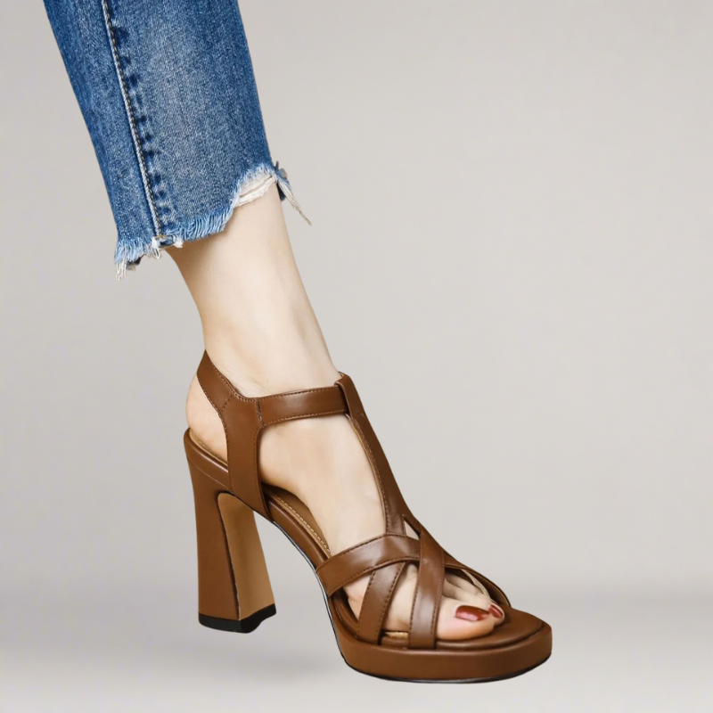 Amalfi Handcrafted faux leather sandals with high heels