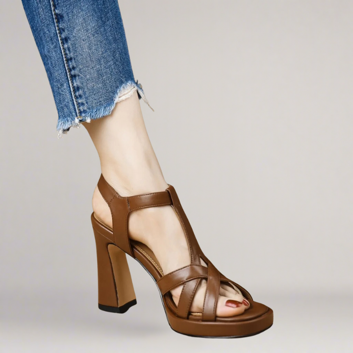 Amalfi Handcrafted faux leather sandals with high heels