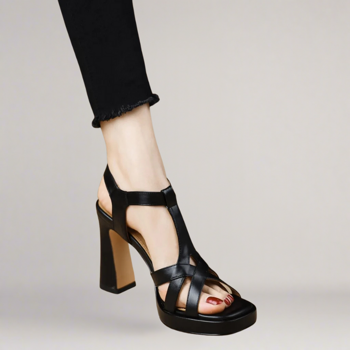 Amalfi Handcrafted faux leather sandals with high heels