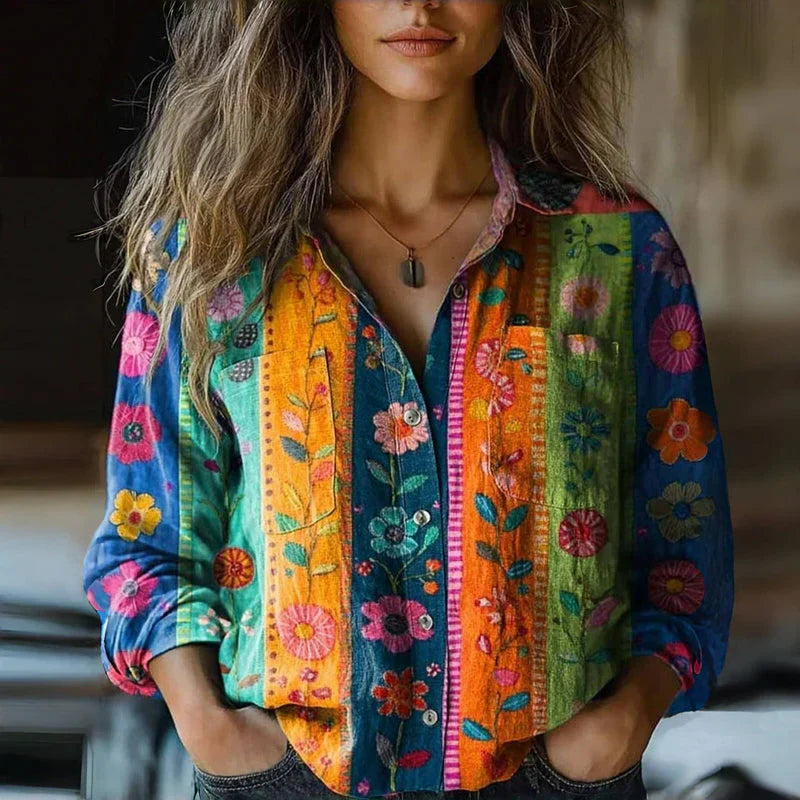 Mira Printed Vintage Blouse