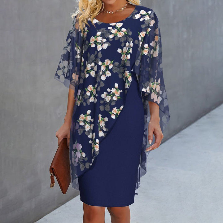 Margaret Floral Sheer Capelet Dress