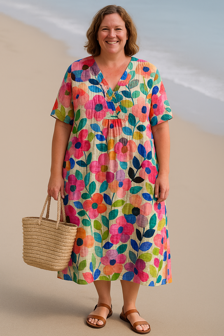 BEGONIA Floral Tummy-Hiding Dress