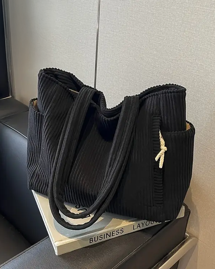 Tilda Ribbed Tote Bag with Cord Detail