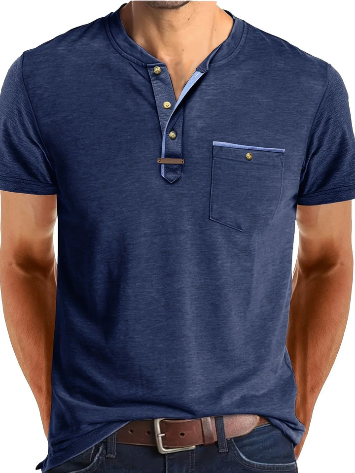Saxon Elegant Round Neck T Shirt With Pocket