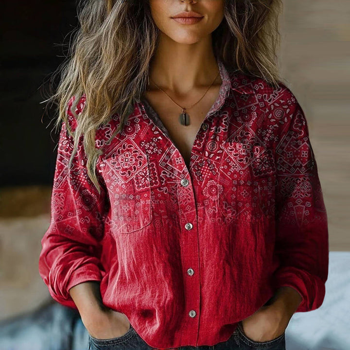 Mira Printed Vintage Blouse