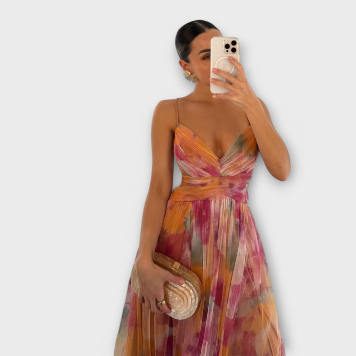 Annai Mesh Maxi Dress - Elegant and Figure-Enhancing
