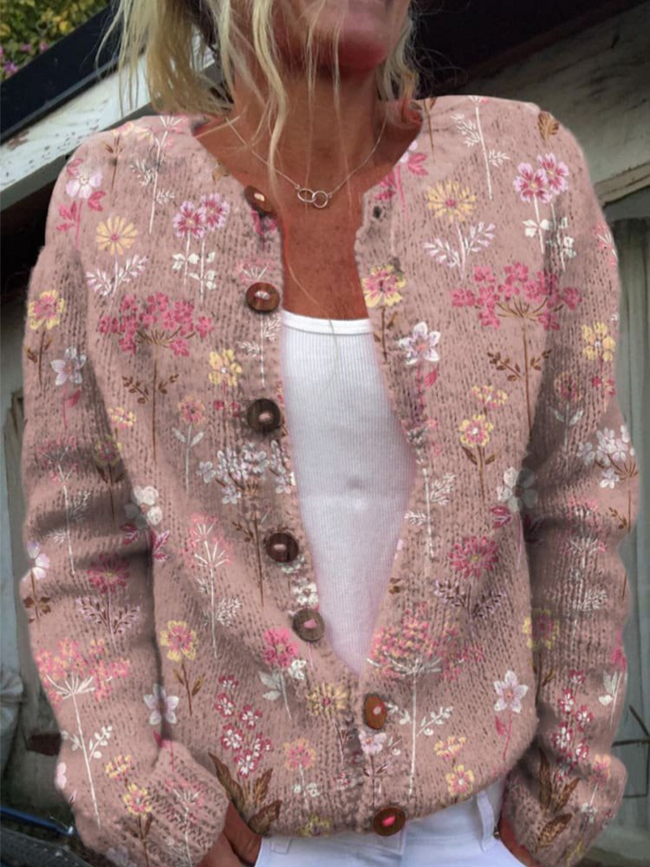 Lila Soft Floral Elegant Cardigan
