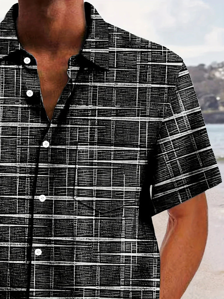 Haroyan Stylish Plaid Stripe Pattern Shirt