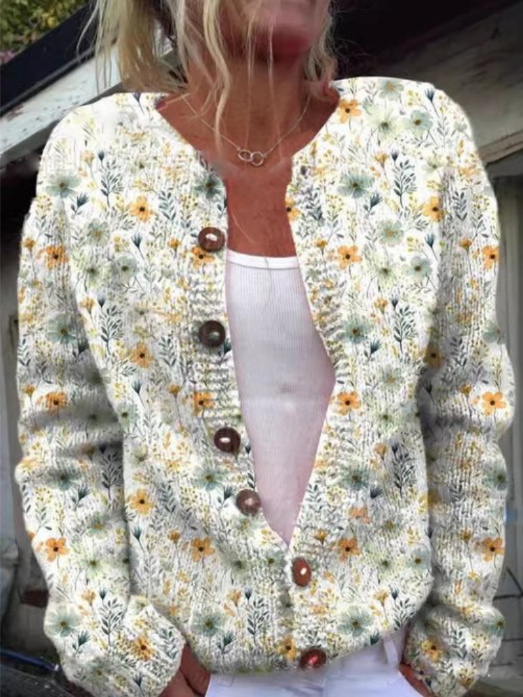 Lila Soft Floral Elegant Cardigan