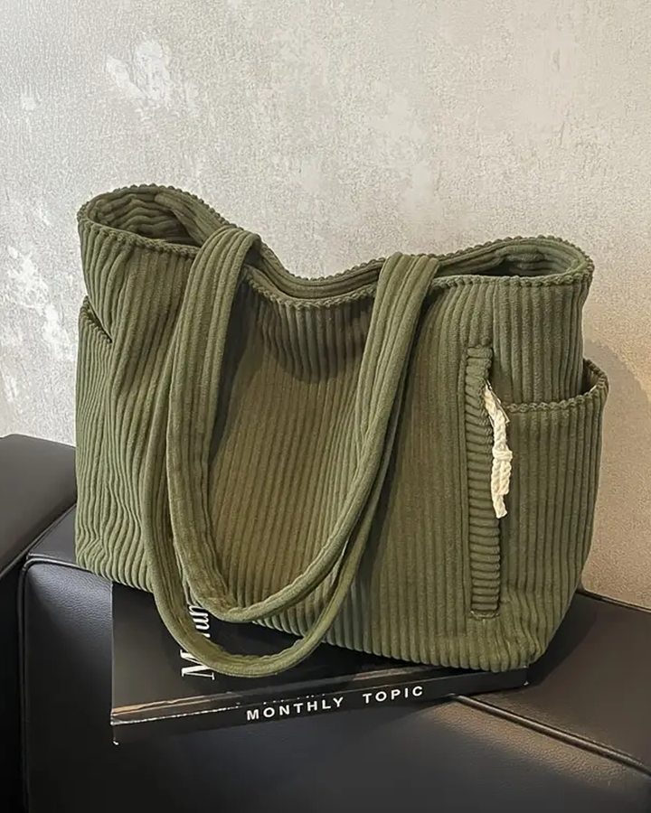Tilda Ribbed Tote Bag with Cord Detail
