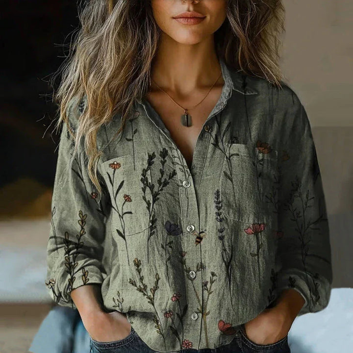 Mira Printed Vintage Blouse