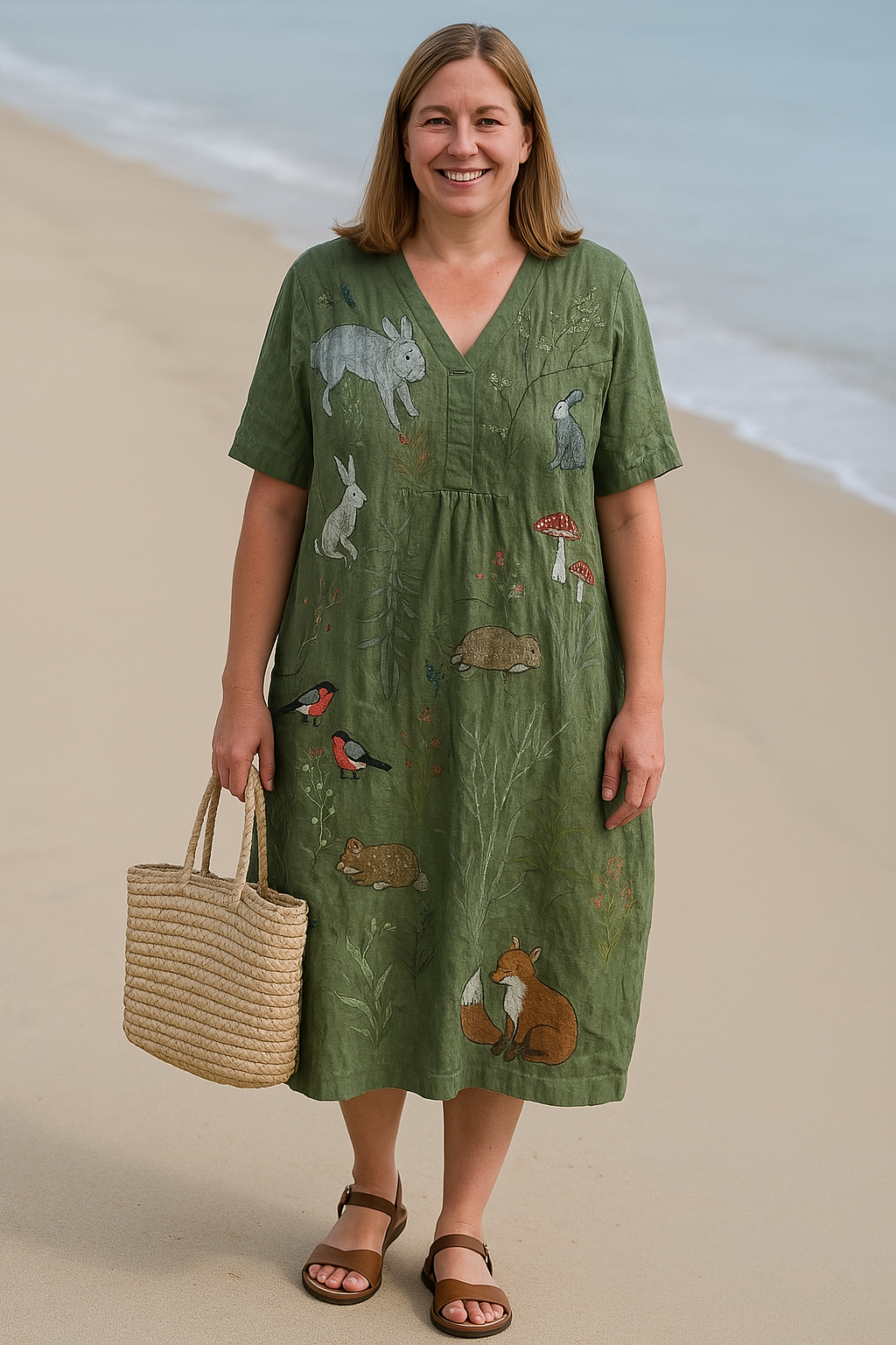BEGONIA Floral Tummy-Hiding Dress