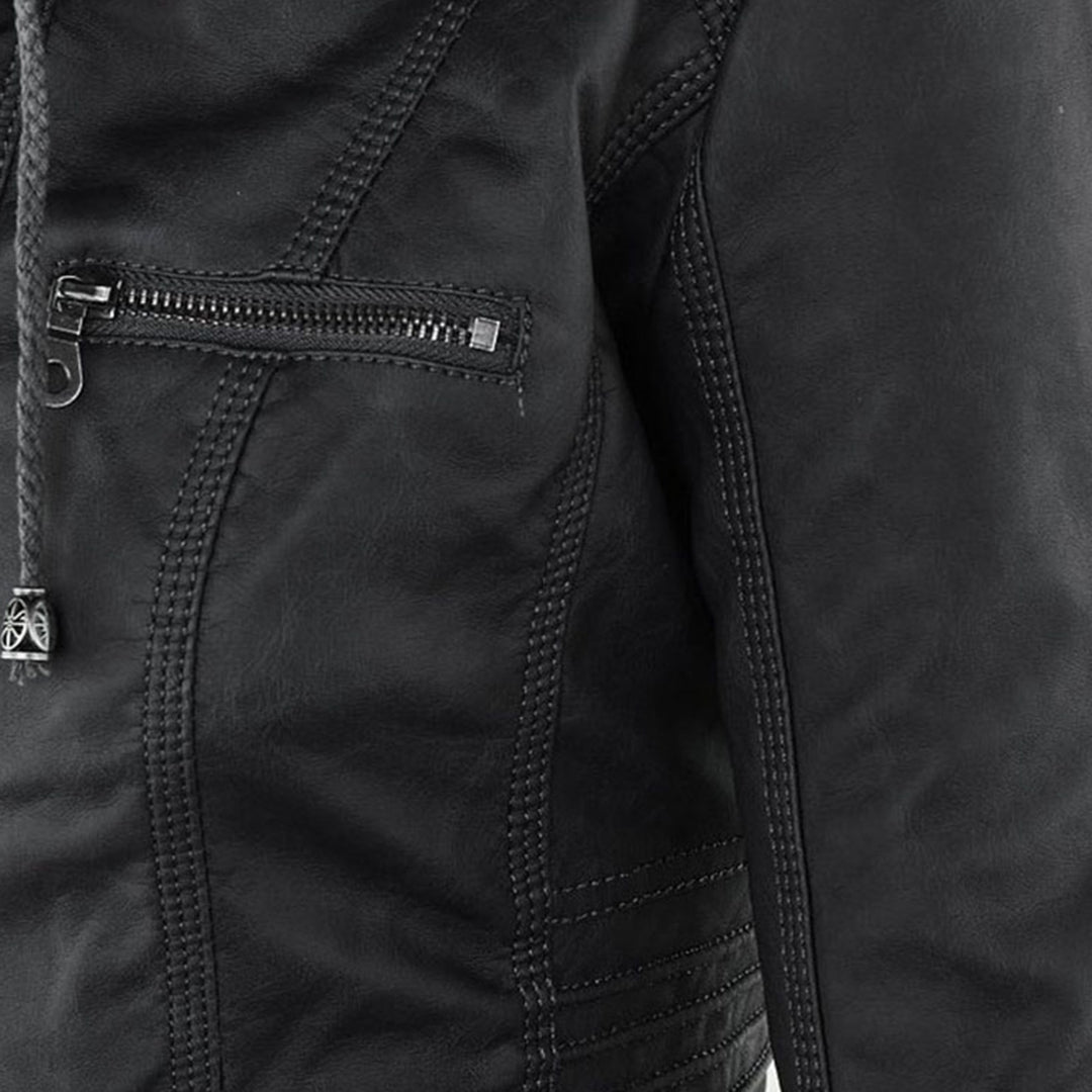 Olivia Women's Leather Jacket with Hood