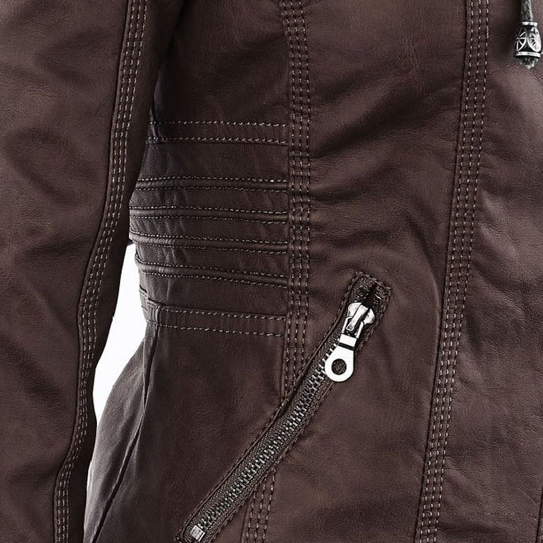 Olivia Women's Leather Jacket with Hood