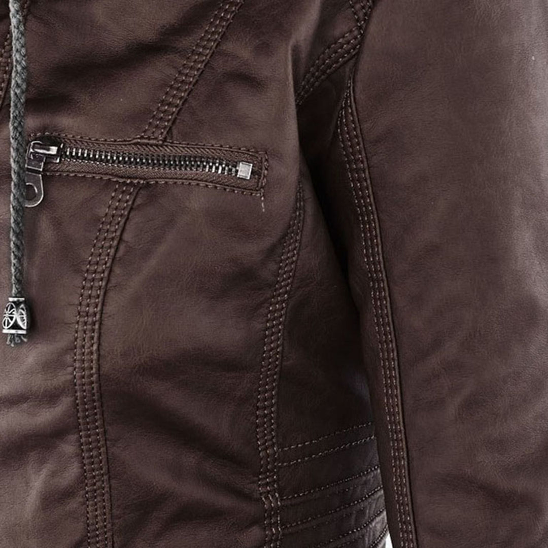 Olivia Women's Leather Jacket with Hood