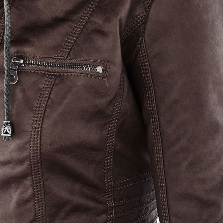 Olivia Women's Leather Jacket with Hood