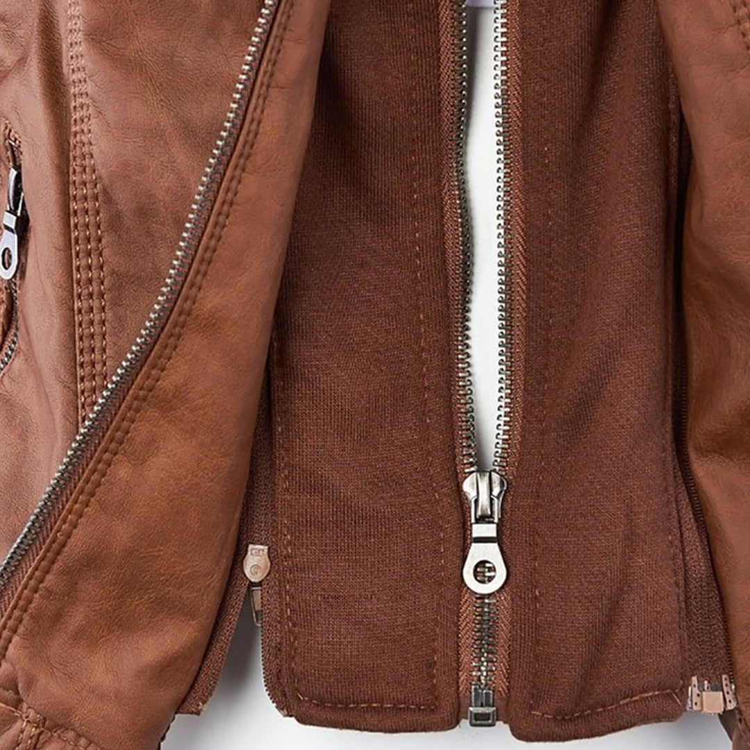Olivia Women's Leather Jacket with Hood