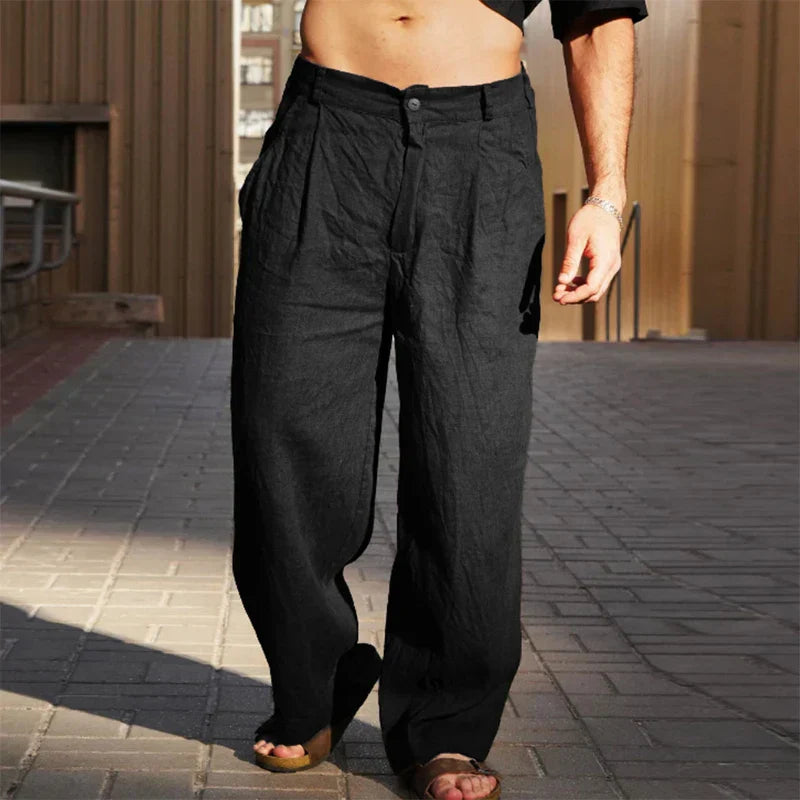DARIO WIDE-LEG LINEN TROUSERS