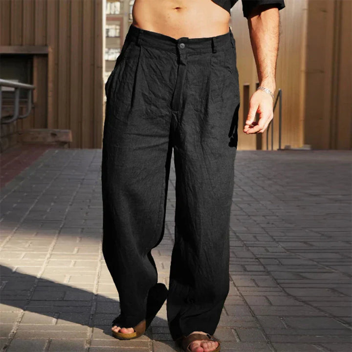 DARIO WIDE-LEG LINEN TROUSERS