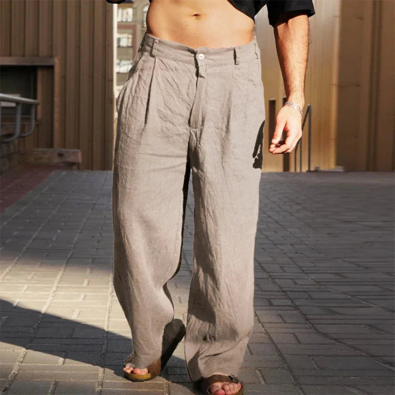DARIO WIDE-LEG LINEN TROUSERS