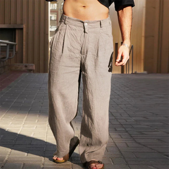 DARIO WIDE-LEG LINEN TROUSERS