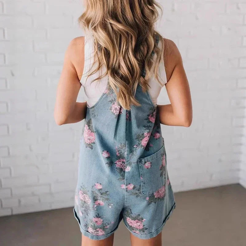 Huigy Tailored Floral Denim Jumpsuit