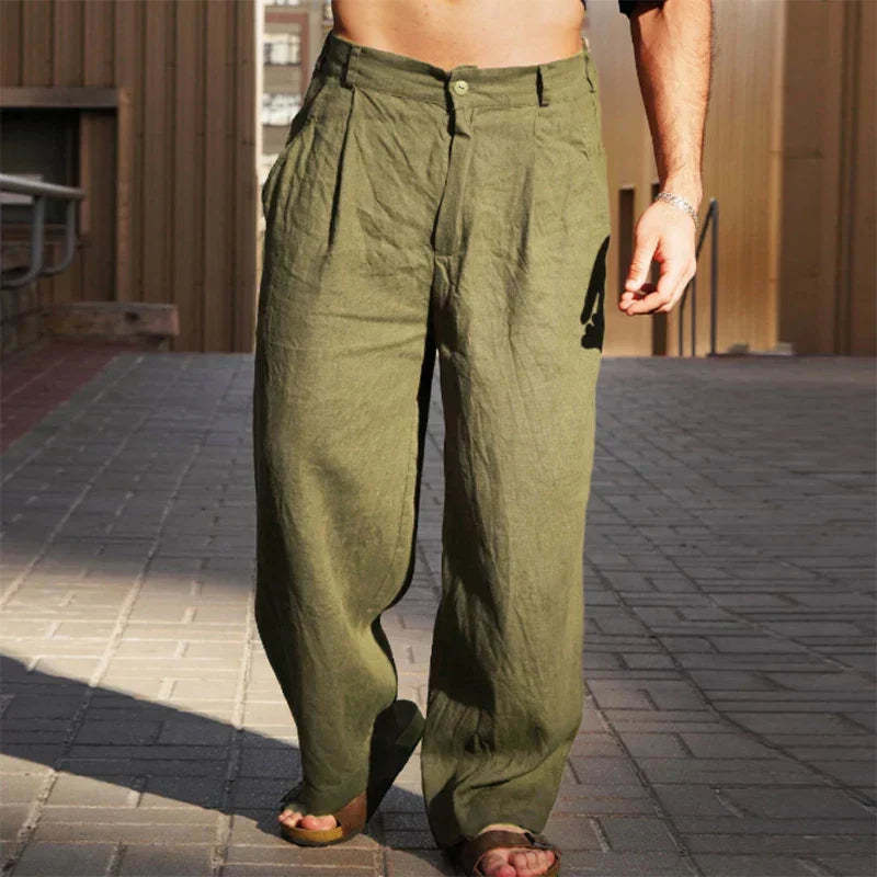 DARIO WIDE-LEG LINEN TROUSERS