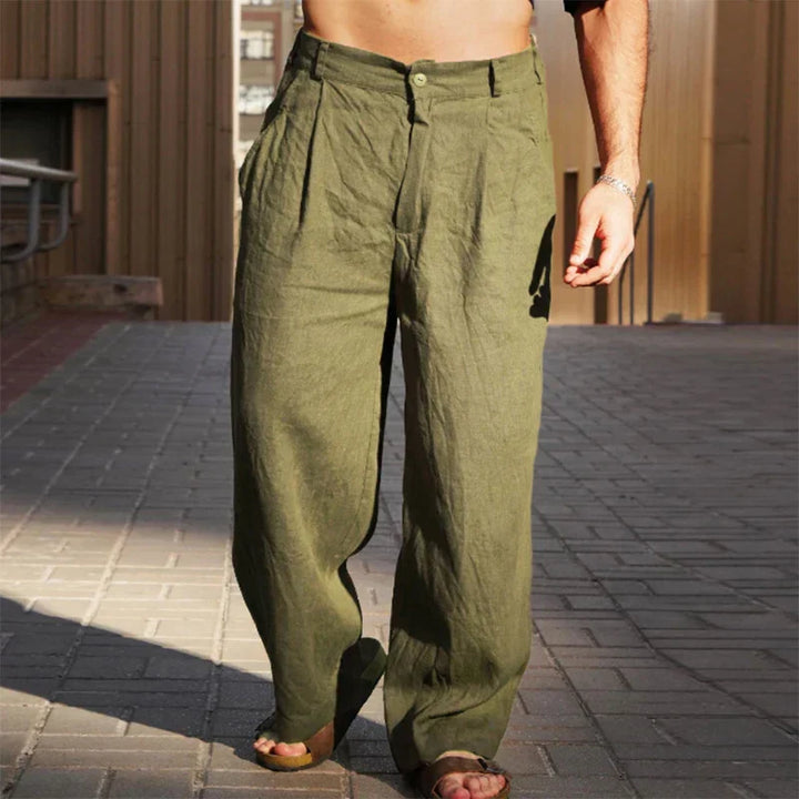 DARIO WIDE-LEG LINEN TROUSERS