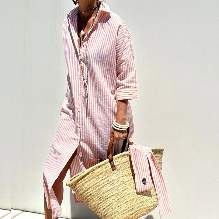 Victoria Refined Striped Shirt Dress