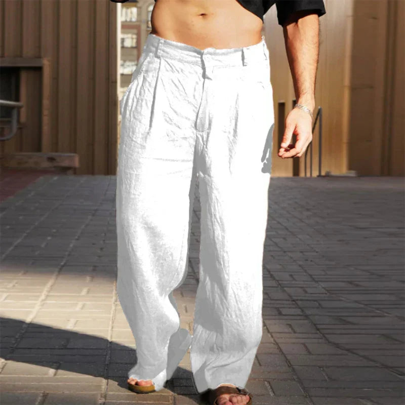 DARIO WIDE-LEG LINEN TROUSERS
