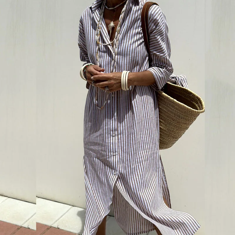 Victoria Refined Striped Shirt Dress