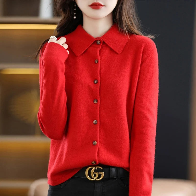 Odelia Cashmere Button-Up Cardigan