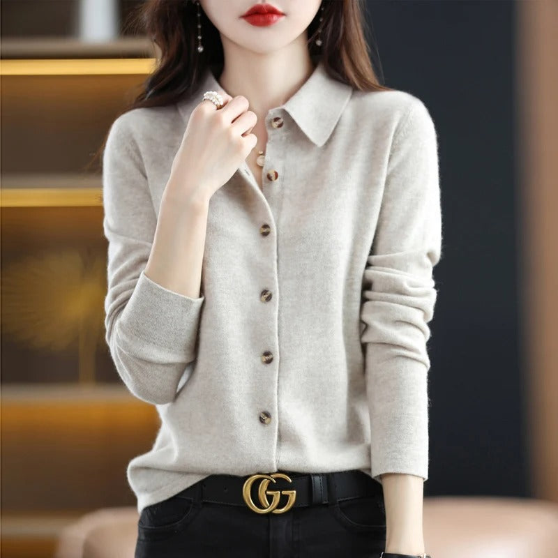 Odelia Cashmere Button-Up Cardigan