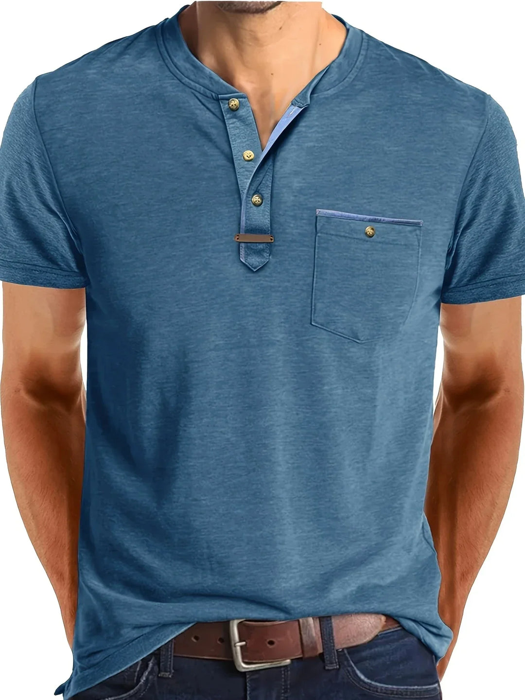 Saxon Elegant Round Neck T Shirt With Pocket