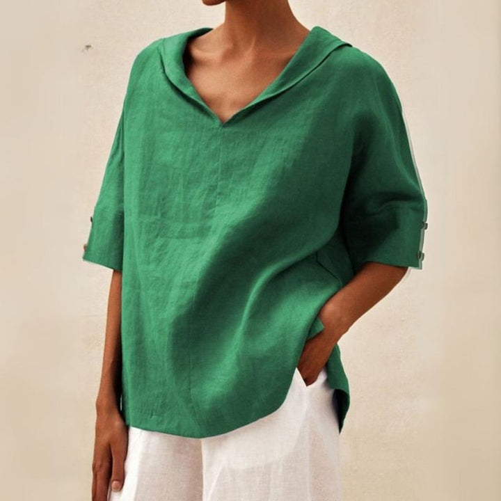 Clare Everyday Luxe Linen V-Neck Blouse