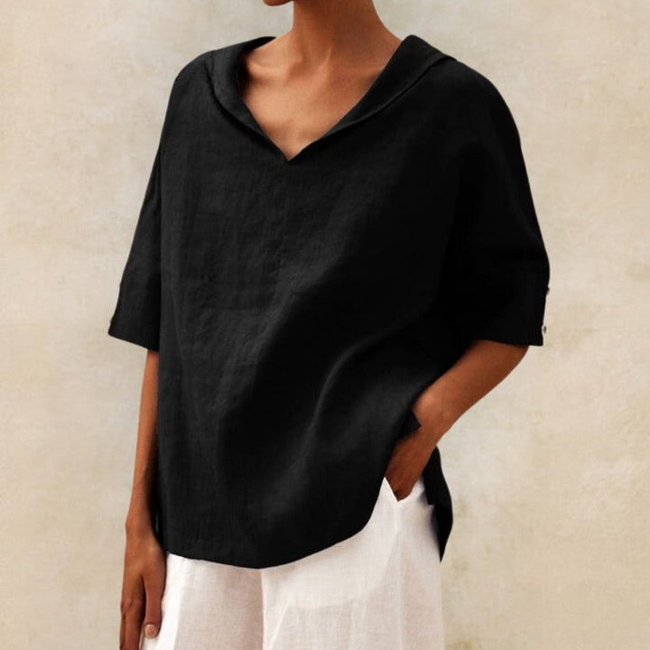 Clare Everyday Luxe Linen V-Neck Blouse