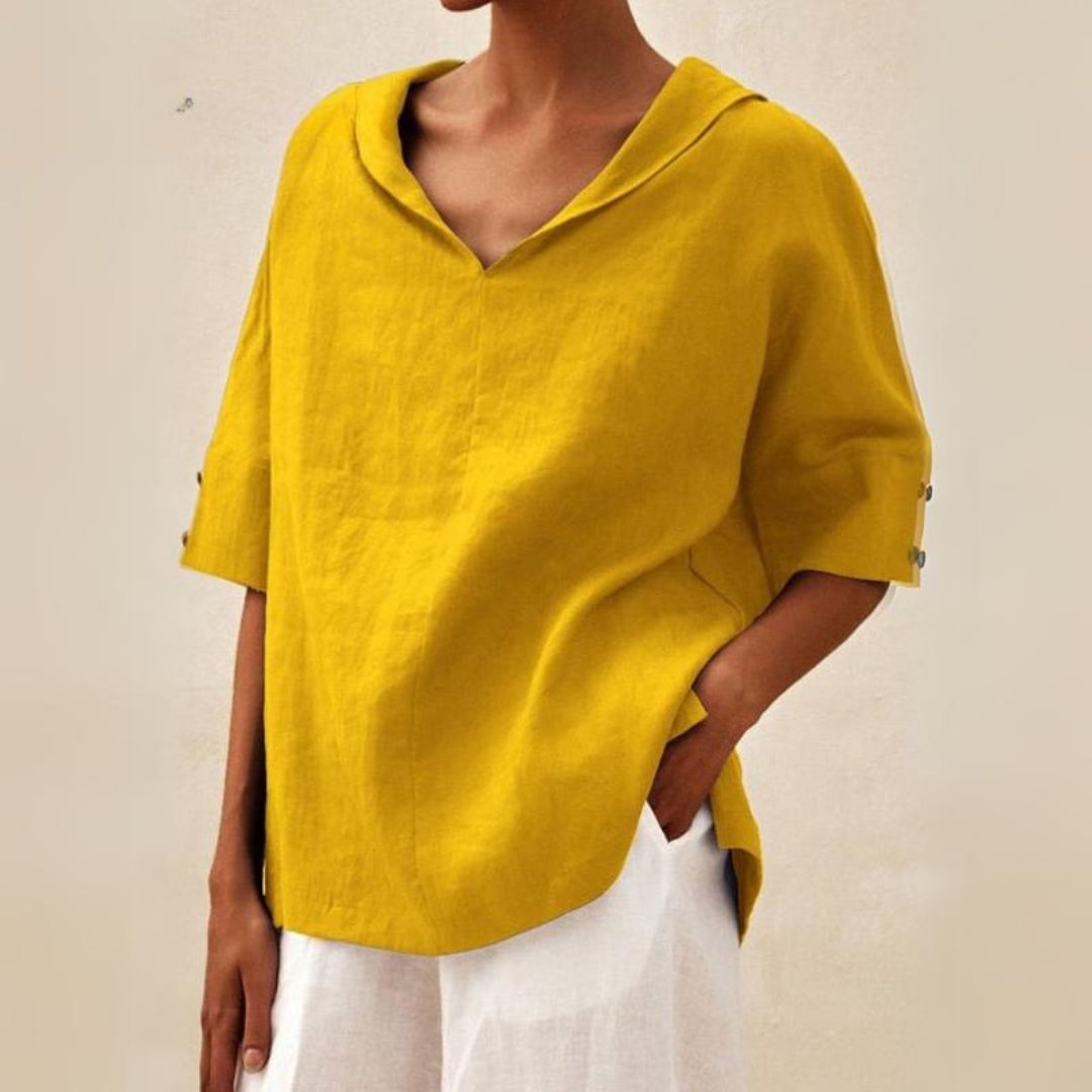 Clare Everyday Luxe Linen V-Neck Blouse