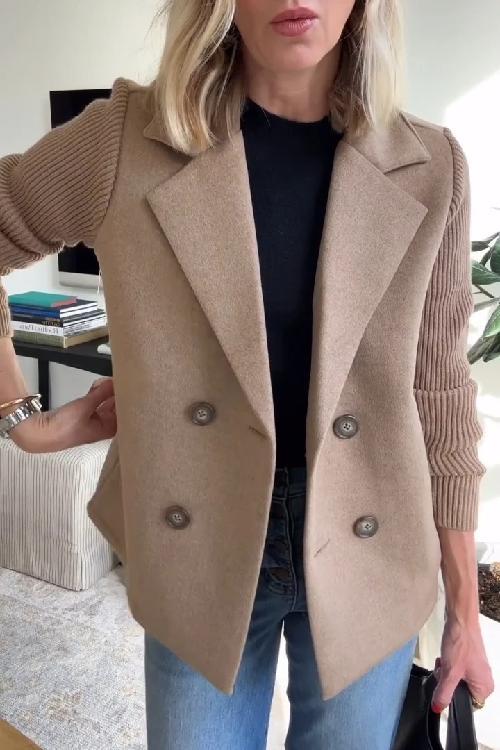 Harper Button patchwork sleeves casual coat