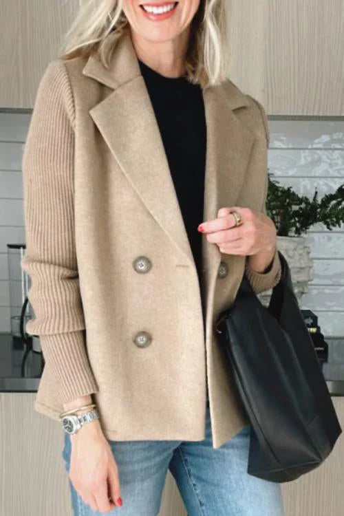 Harper Button patchwork sleeves casual coat