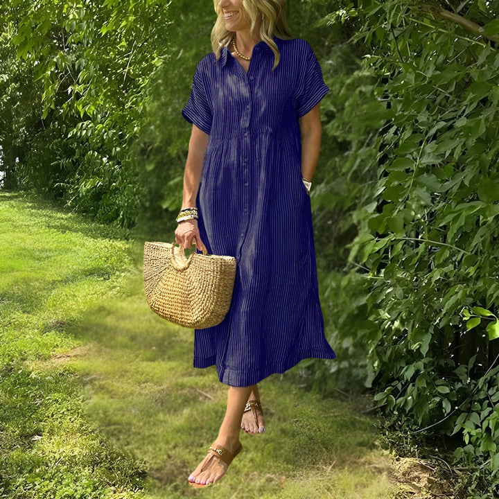 Florine Flattering Striped Shirtdress
