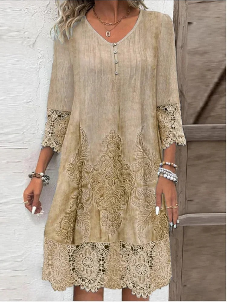 Edel Elegant Lace V-Neck Dress