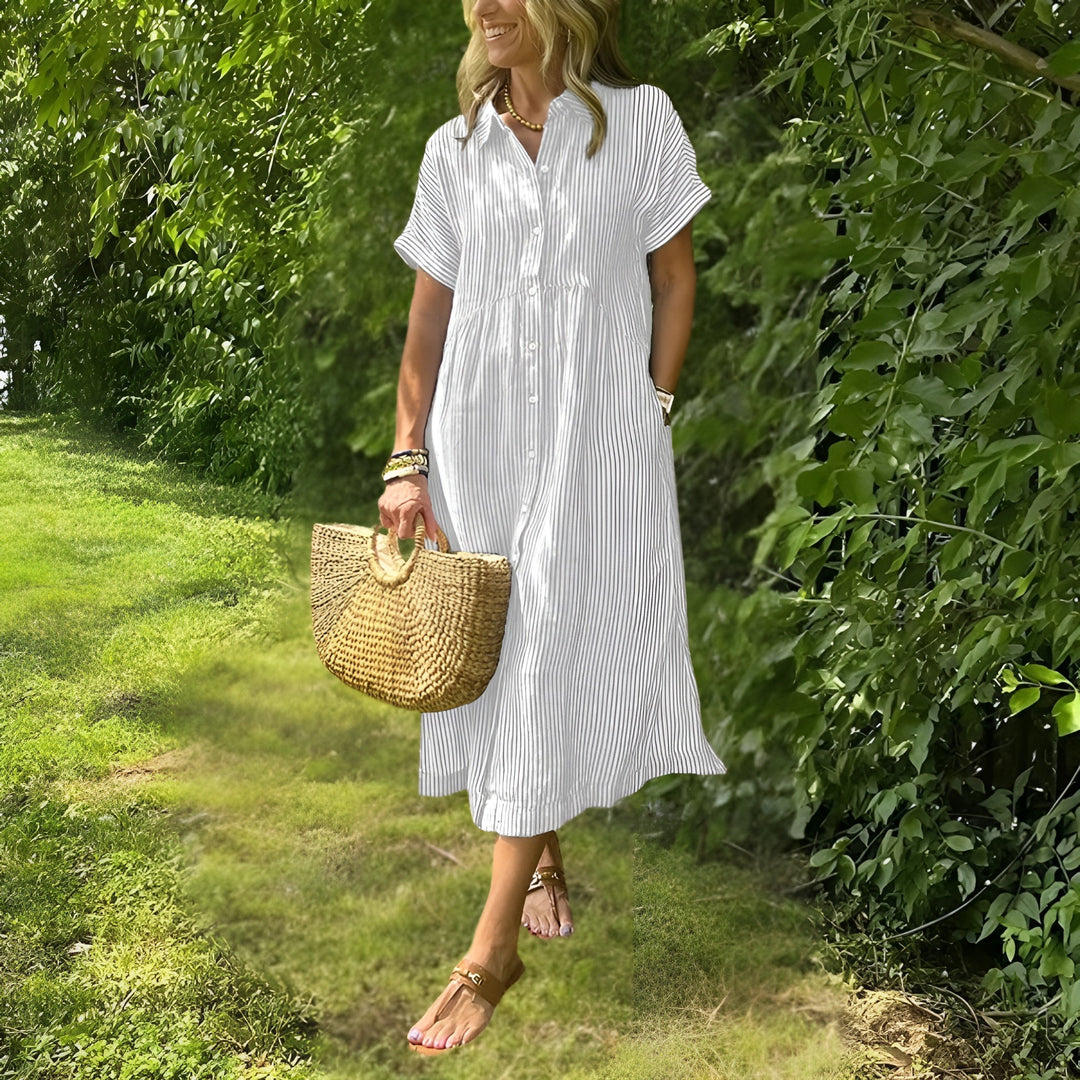 Florine Flattering Striped Shirtdress