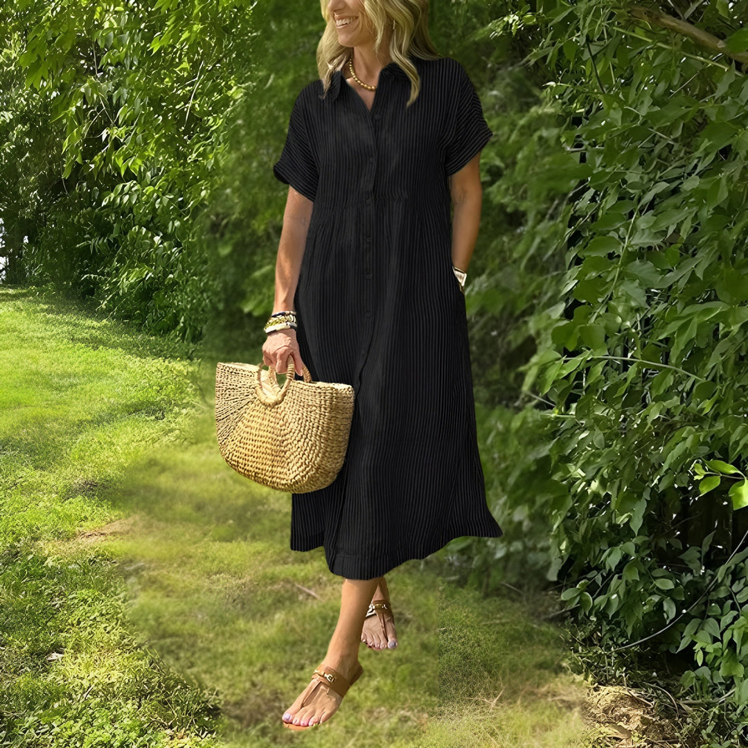 Florine Flattering Striped Shirtdress