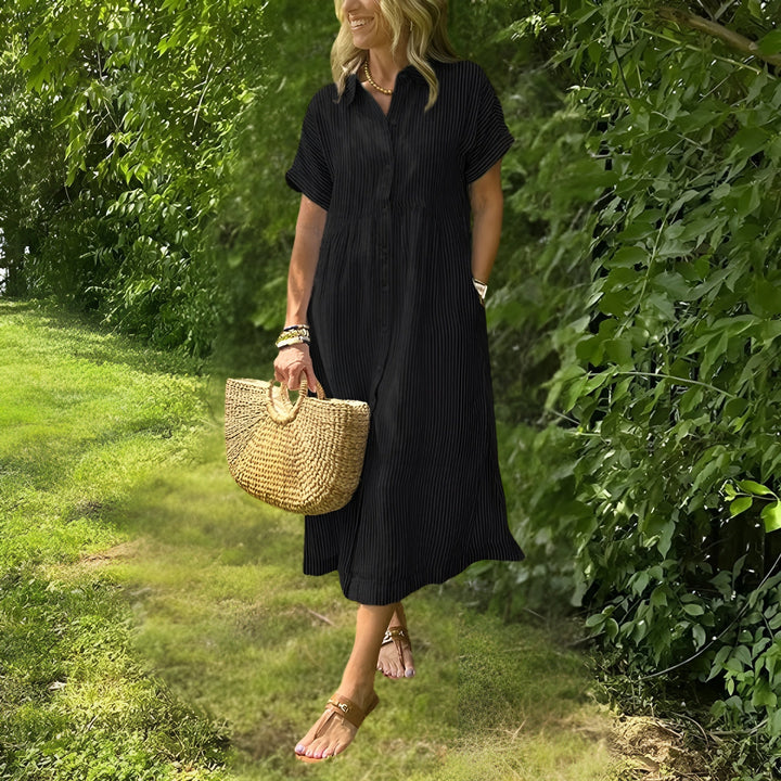 Florine Flattering Striped Shirtdress